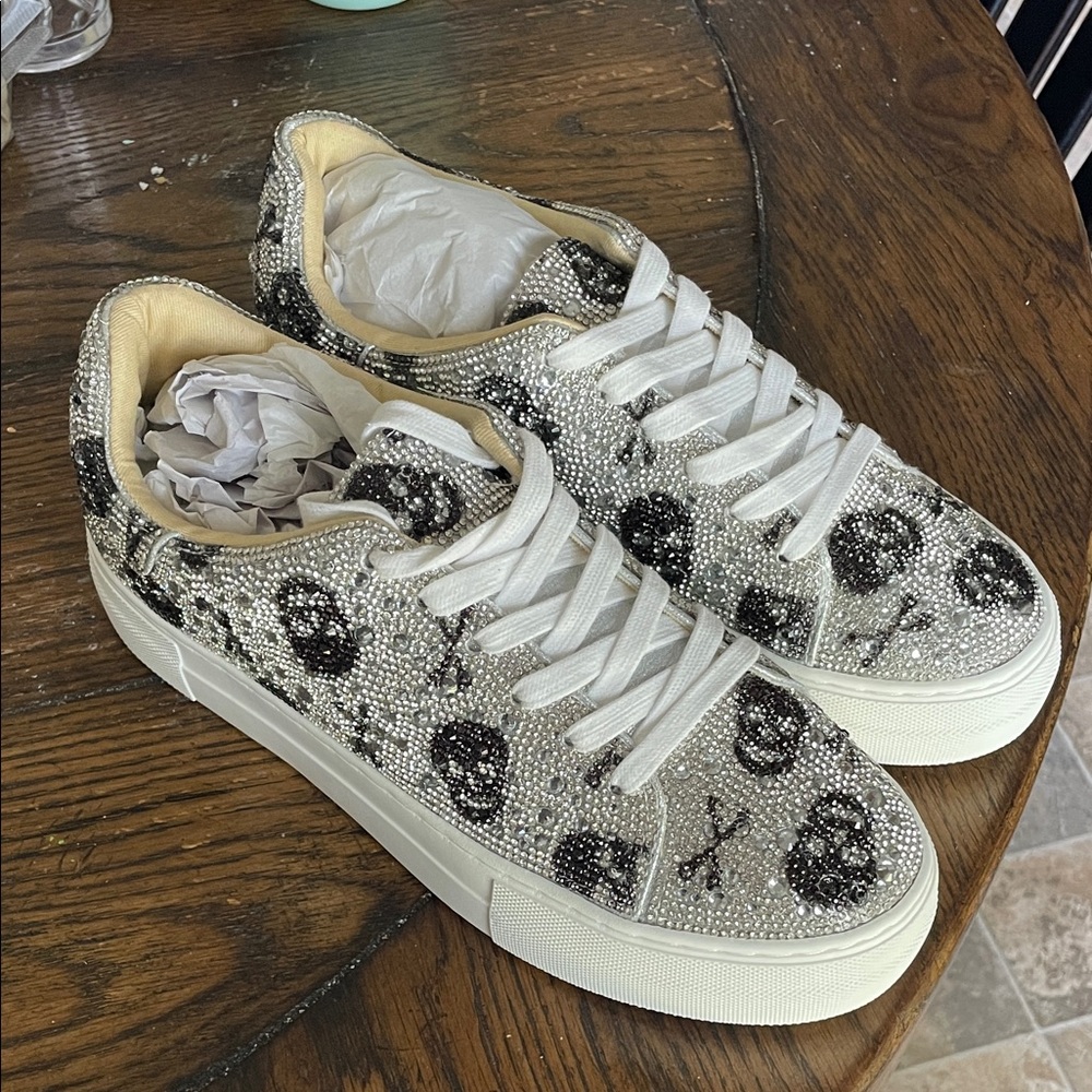 Betsey Johnson Crystal Skull Sneakers